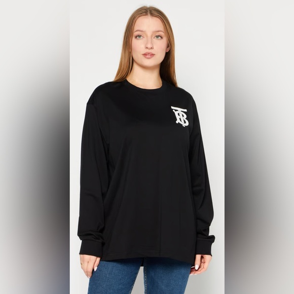 Burberry Black Short Sleeve Tee with White Logo - Picture 1 of 4